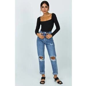 Princess Polly Hayden Knee Rip Mid‎ Washed Jeans Size 10 NWT